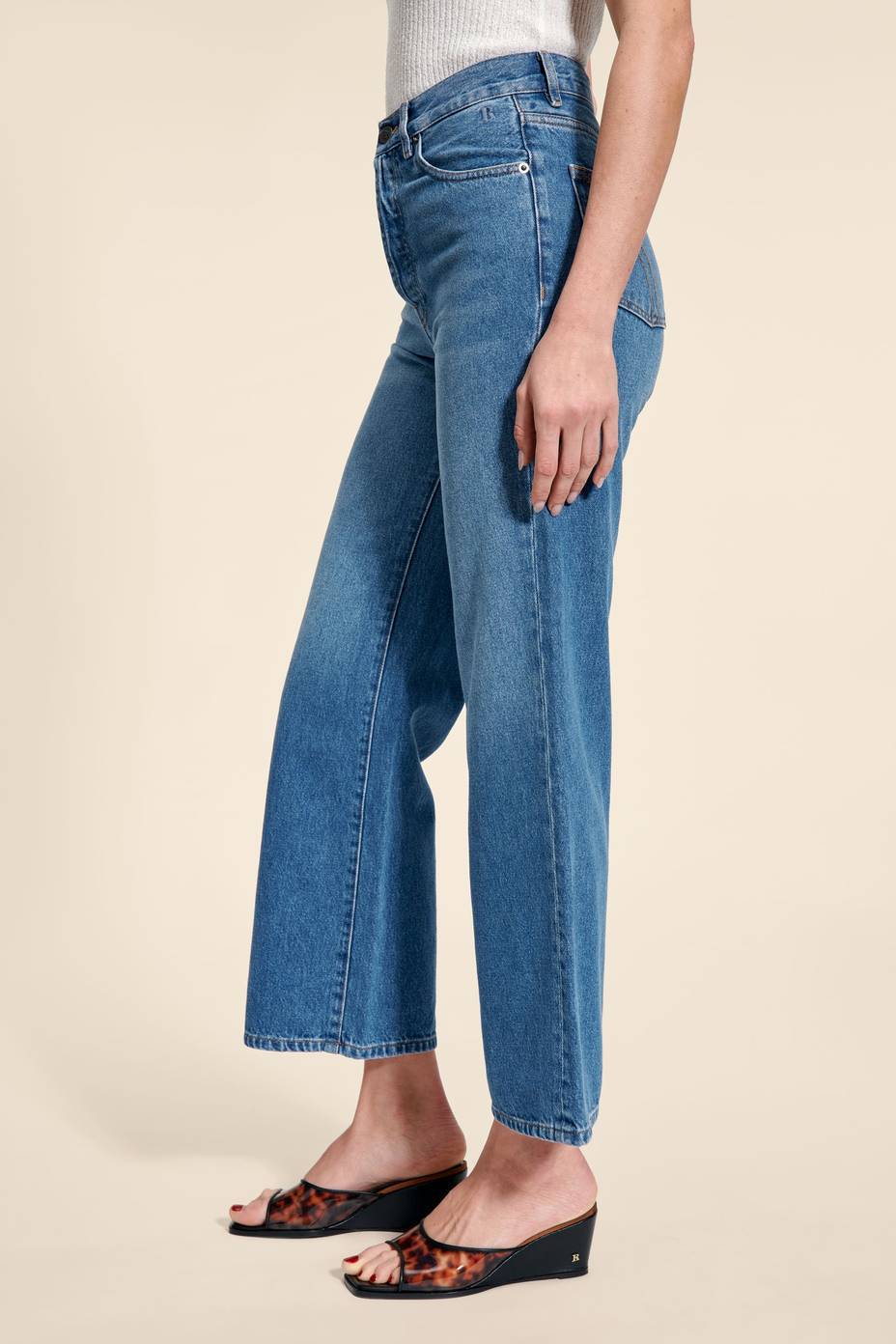 New versatile loose high waisted straight leg retro women's jeans