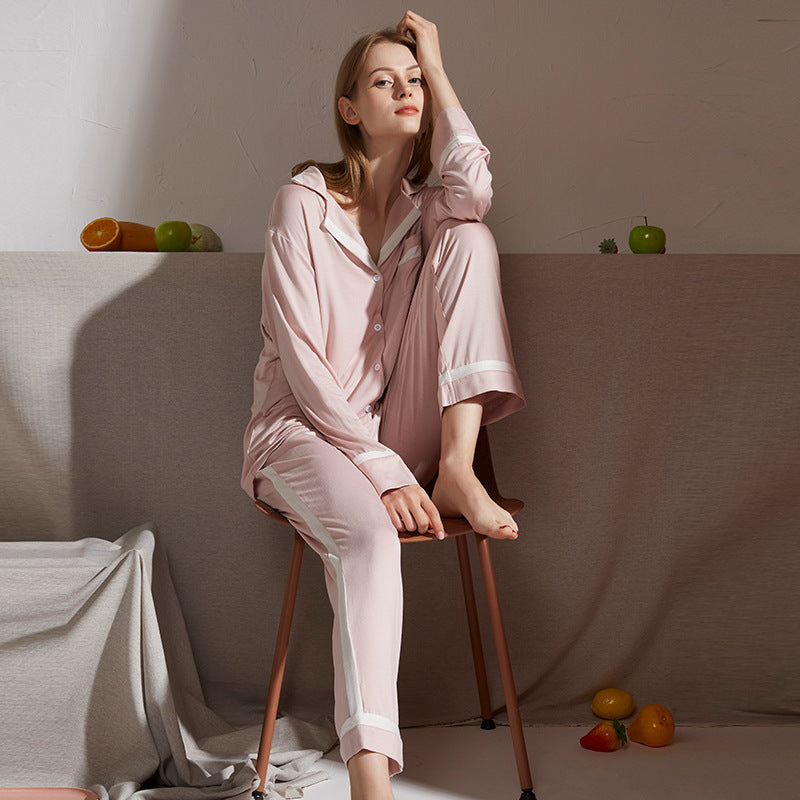 Women's Long-sleeved Casual Pure Color Cotton Modal Homewear Pajamas