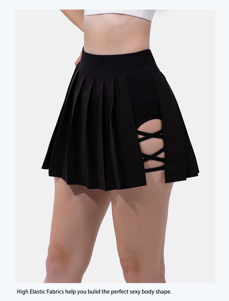 Pleated Exercise Skirt Anti-exposure Feather Tennis Yoga Skirts