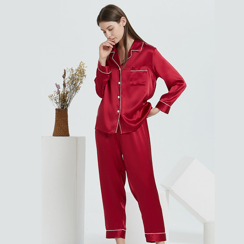 Spring And Autumn 100 Mulberry Silk Couple Silk Pajamas