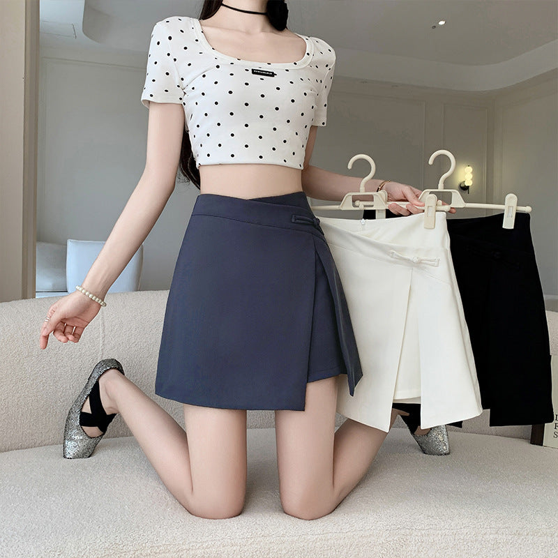 Retro one button lace up skirt for women