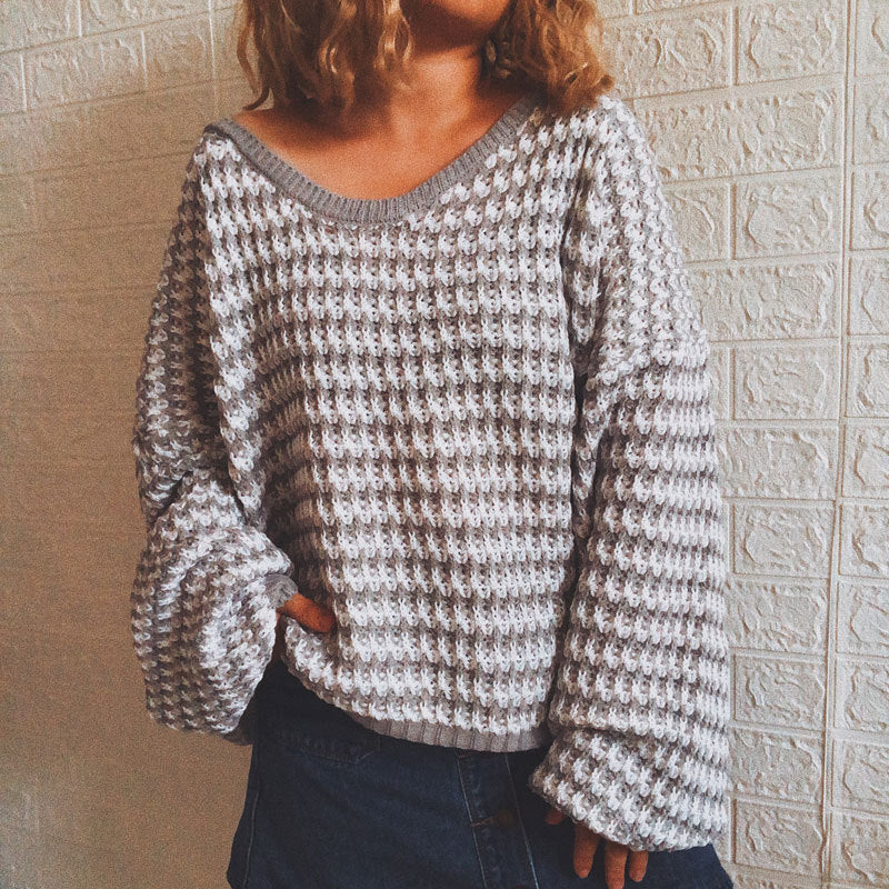 Pullover Striped Women's Knitted Sweater