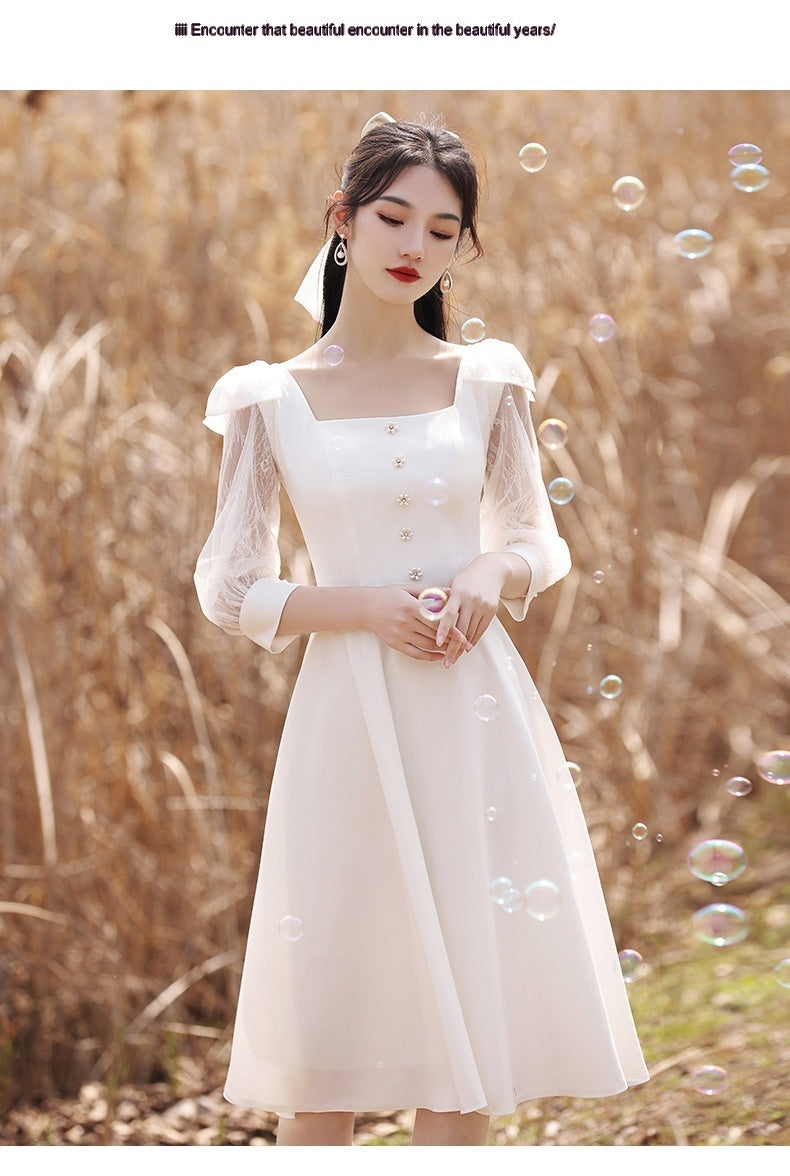 White Dinner Suit Women's Light Luxury Engagement Dress