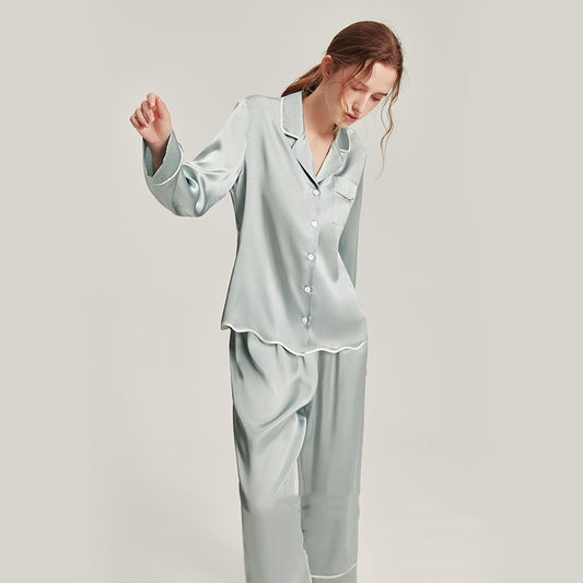 Silk Pajamas Women's Home Wear Long Sleeve 100 Mulberry Silk Two-piece Set