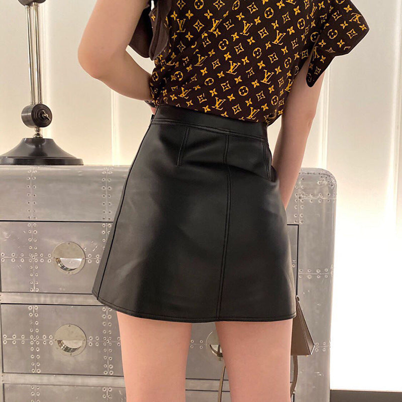 Women's A-line Skirt With Leather Skirt