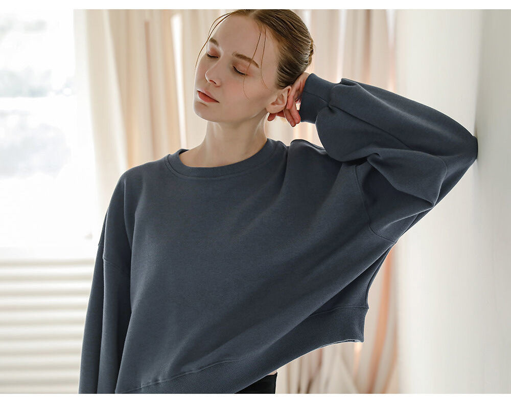 Long Sleeve Round Neck Pullover Leisure Short Sweater