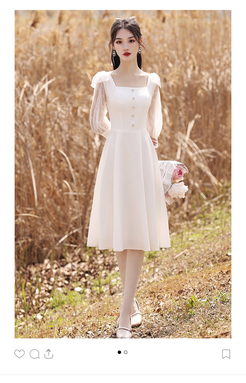 White Dinner Suit Women's Light Luxury Engagement Dress