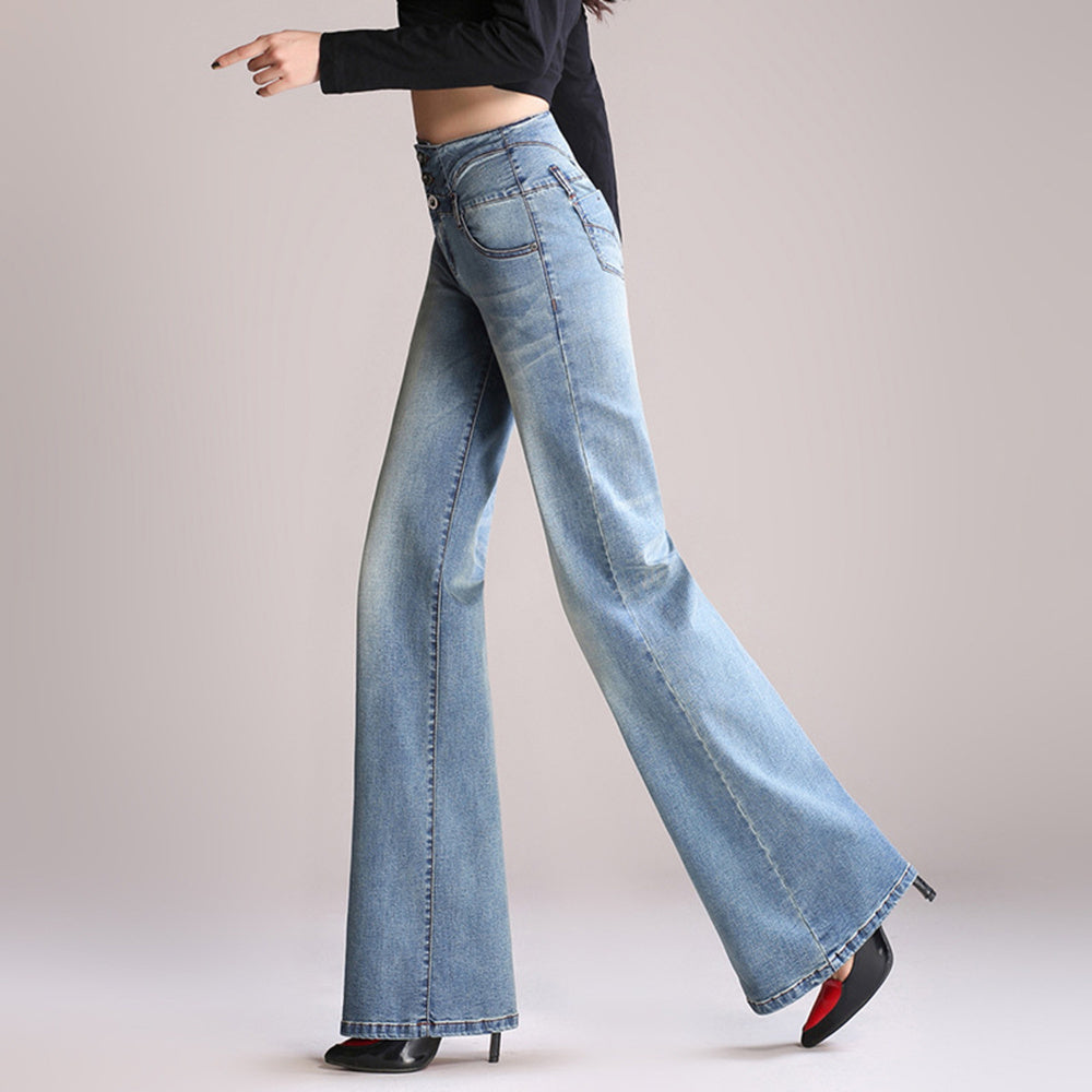 High-waist Denim Wide-leg Women's Spring And Autumn Korean Wide-leg Straight-leg Pants