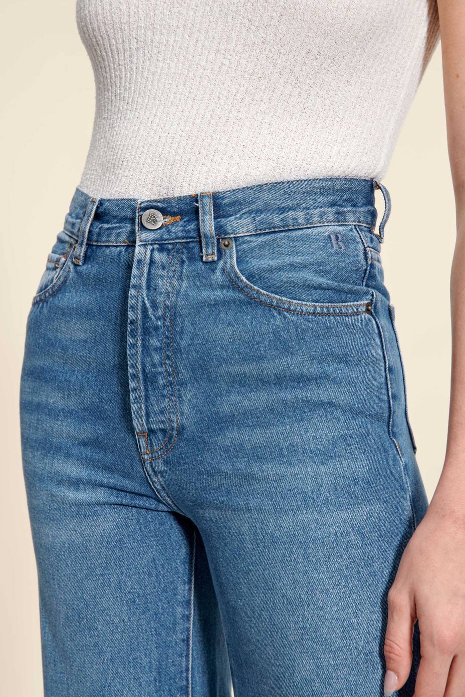 New versatile loose high waisted straight leg retro women's jeans