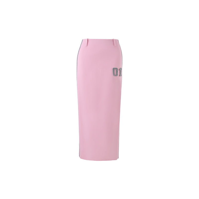 Retro sports and leisure color-blocking skirt