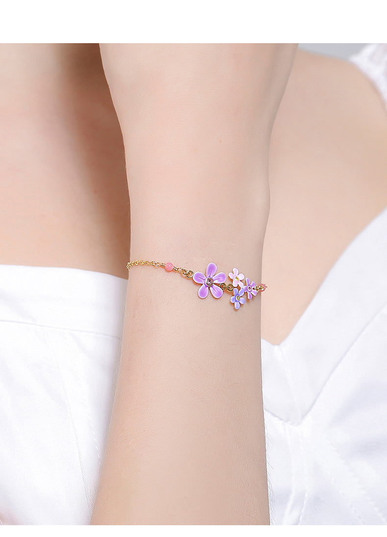 Purple Myosotis Sylvatica Small Flower Bracelet