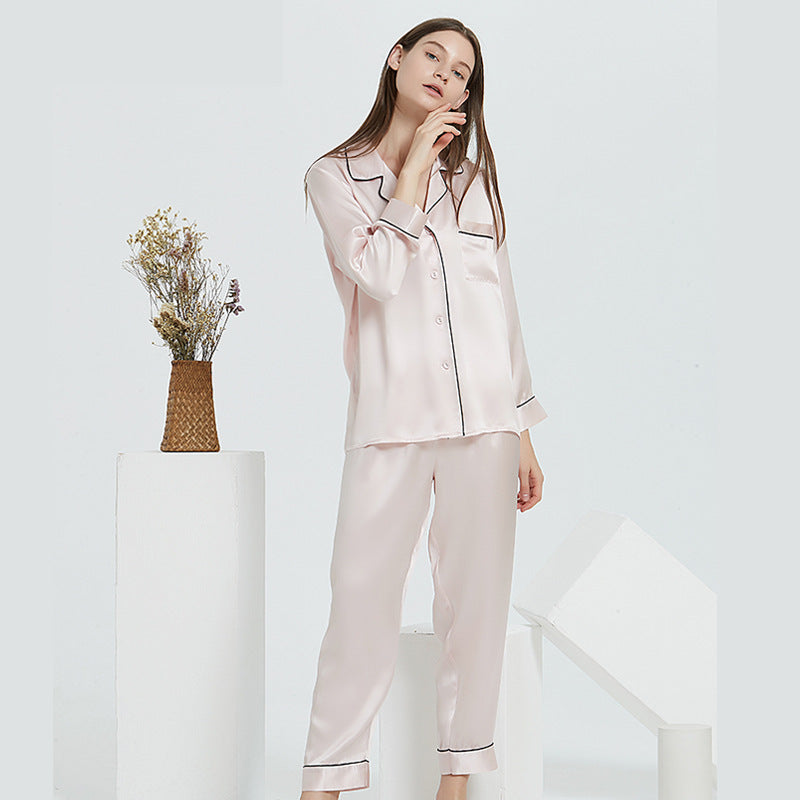 Spring And Autumn 100 Mulberry Silk Couple Silk Pajamas