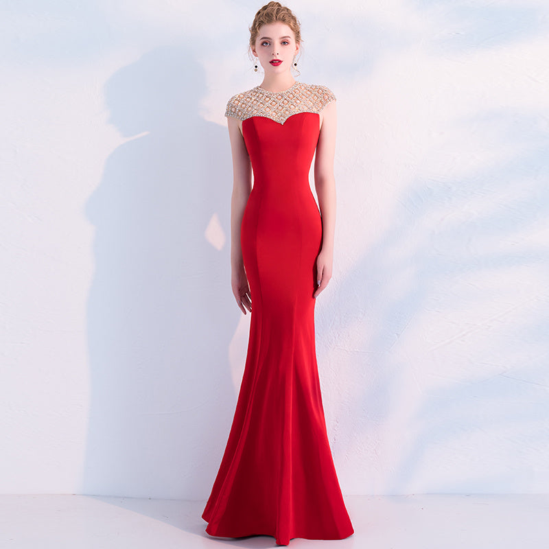 Fish tail long banquet elegant evening gown