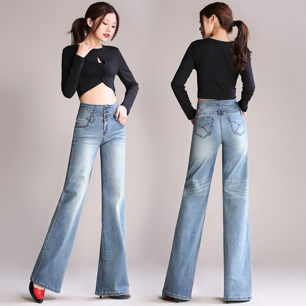 High-waist Denim Wide-leg Women's Spring And Autumn Korean Wide-leg Straight-leg Pants