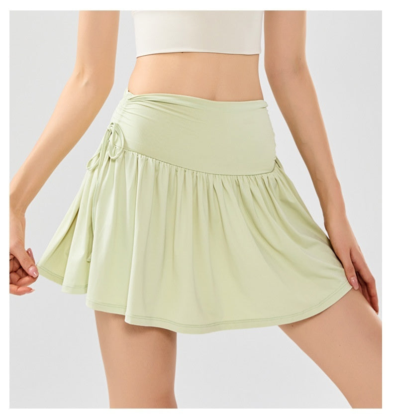 Summer Slimming Fitness High Waist Drawstring Sports Skirt