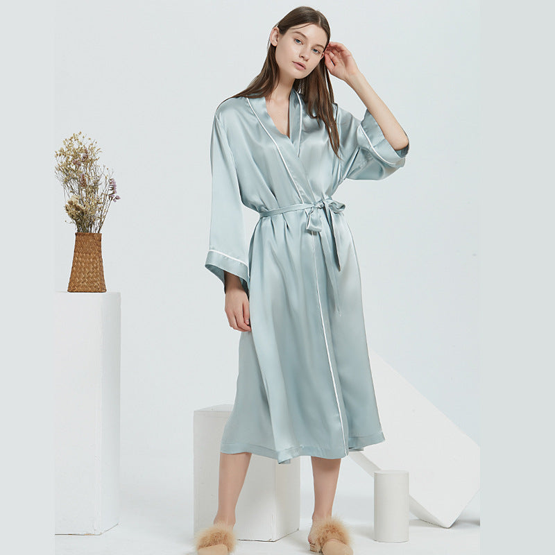 Women's Fashion Simple Silk Nightgown Set