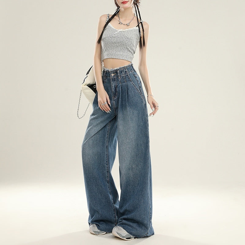 Summer Design Super Wide Slimming Waist Loose Drooping Mop Pants