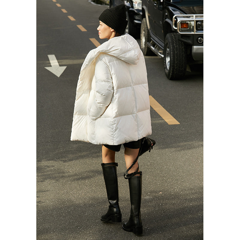 Light Hooded White Duck Down Jacket