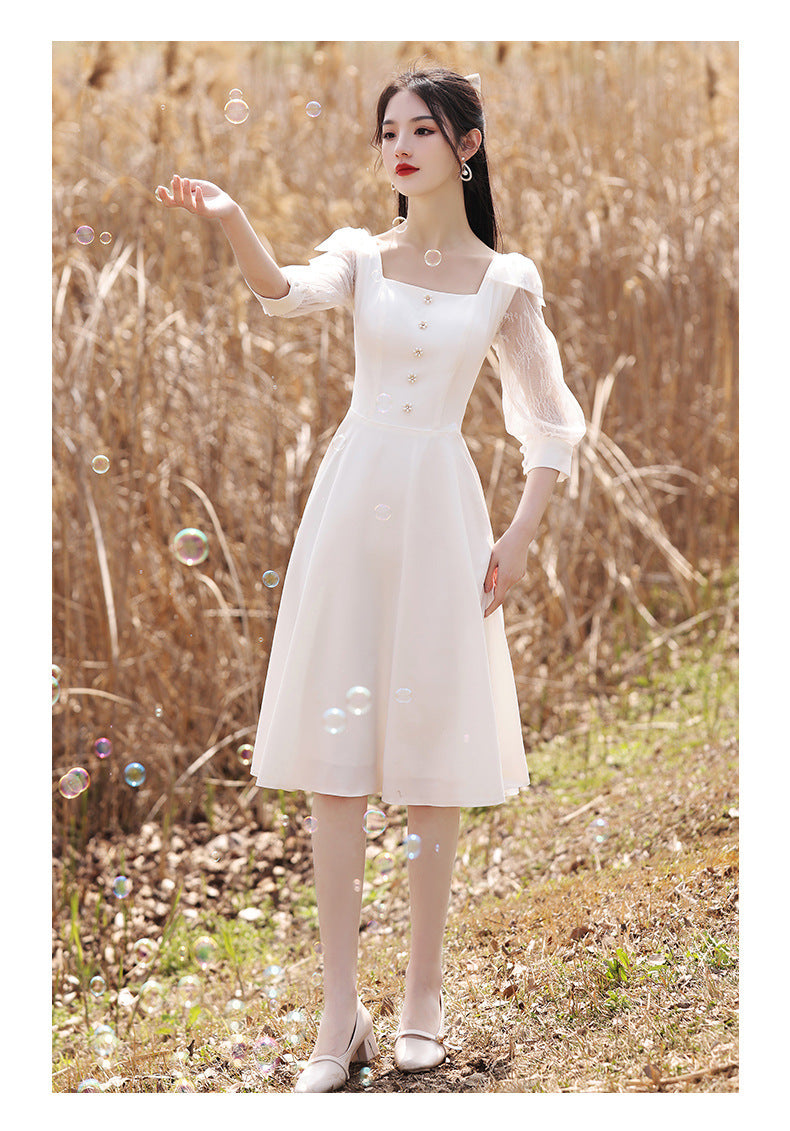 White Dinner Suit Women's Light Luxury Engagement Dress