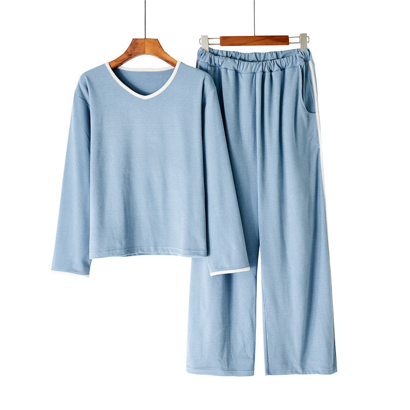 Autumn And Winter Ladies V-neck Pullover Comfortable Pajamas Suit