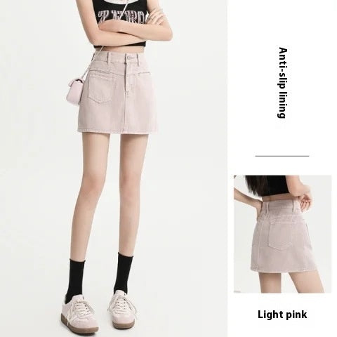 Thin Denim Skirt Women's A- Line Pantskirt