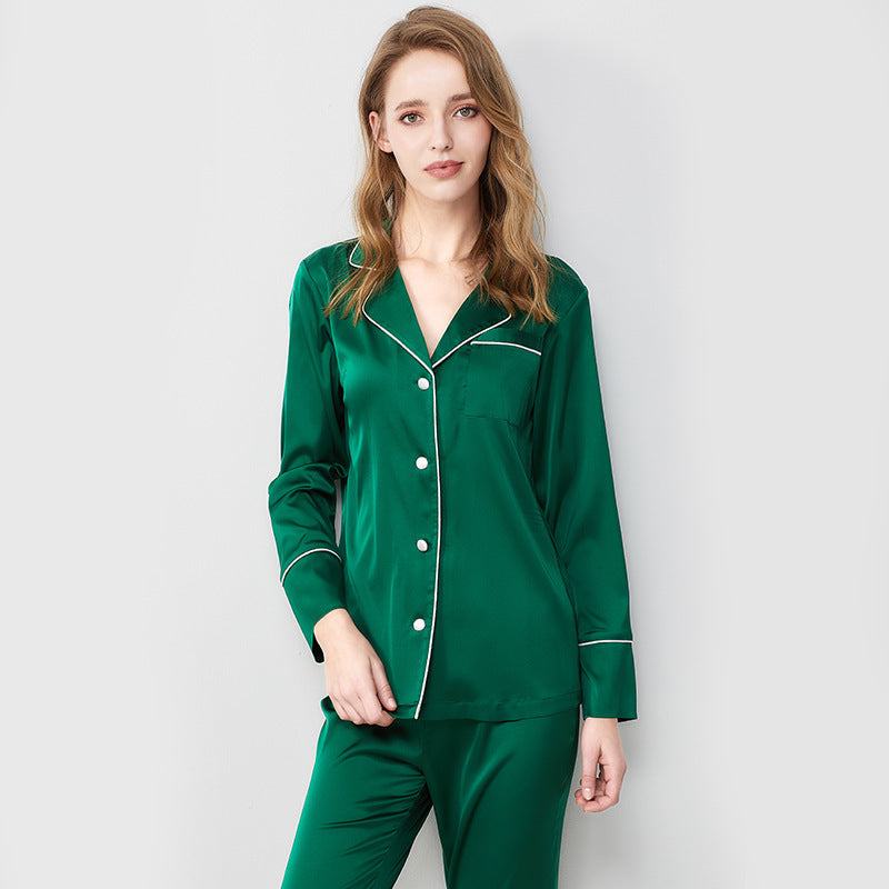 Silk Spring And Autumn Long-sleeved Home Service Suit Pajamas