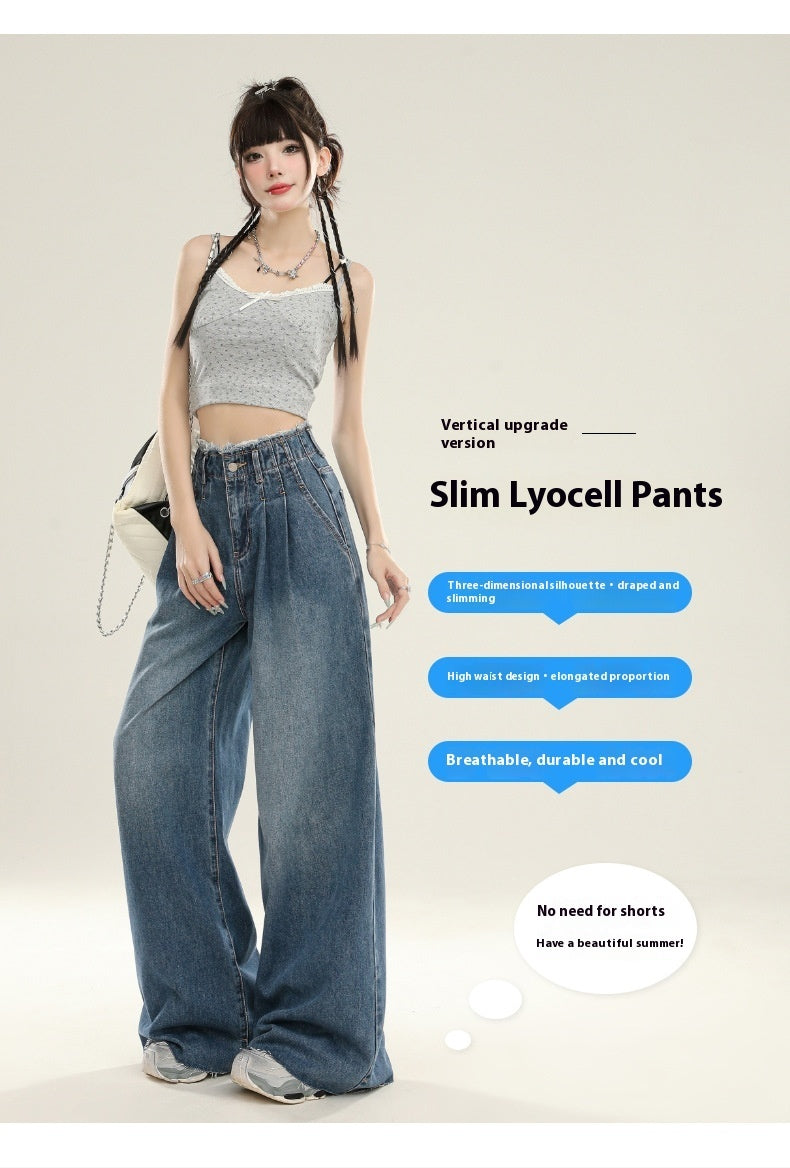 Summer Design Super Wide Slimming Waist Loose Drooping Mop Pants