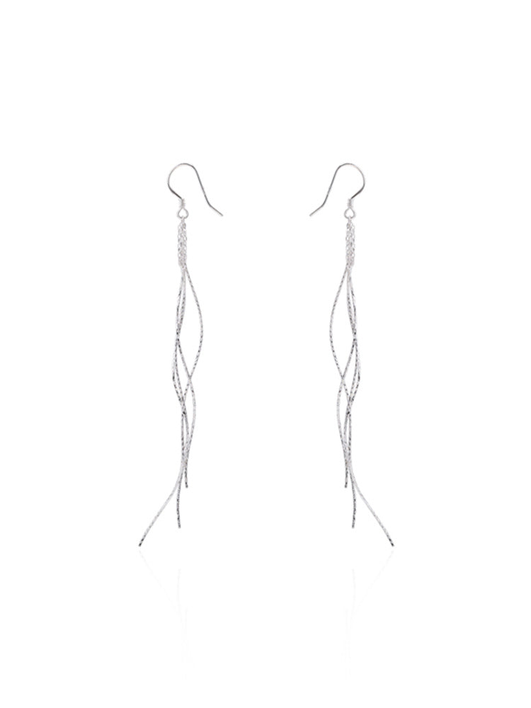 Trendy Long Sterling Silver High-end Tassel Earrings