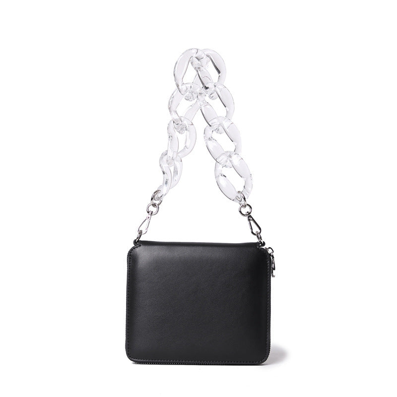 Acrylic transparent chain portable crossbody ladies square bag