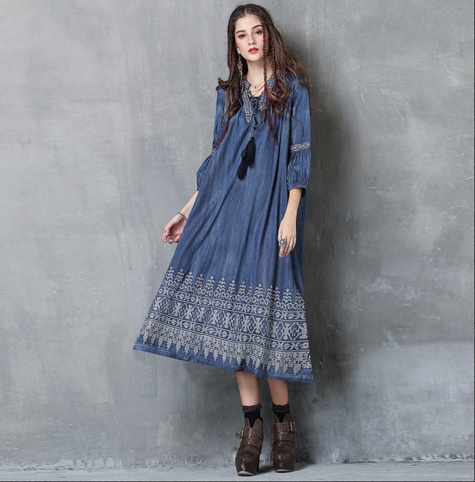 Vintage Embroidered Sleeve Dress