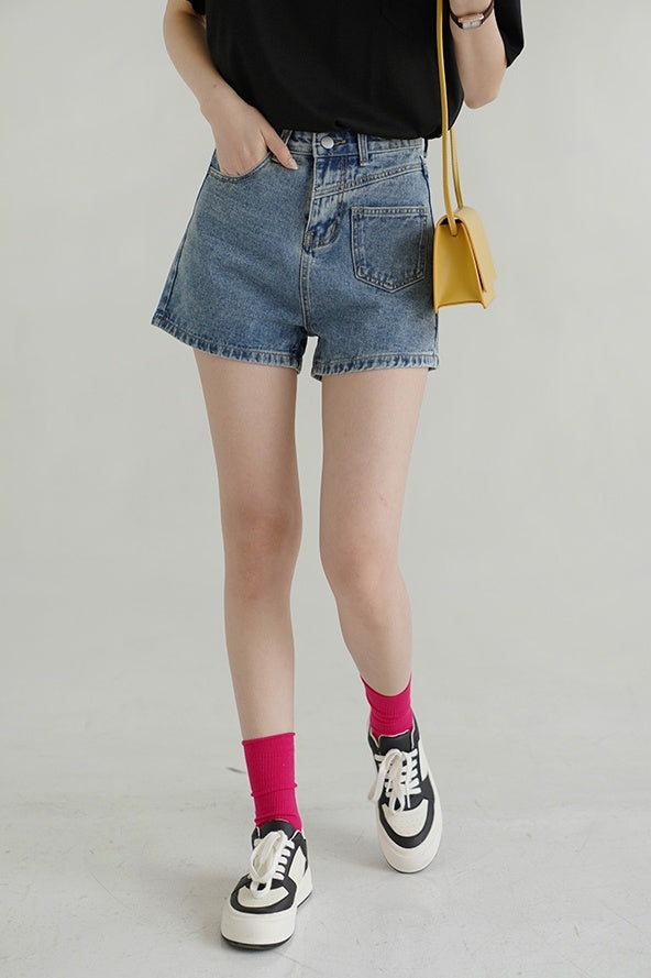 Women's All-match Retro Denim Shorts With Side Small Pockets