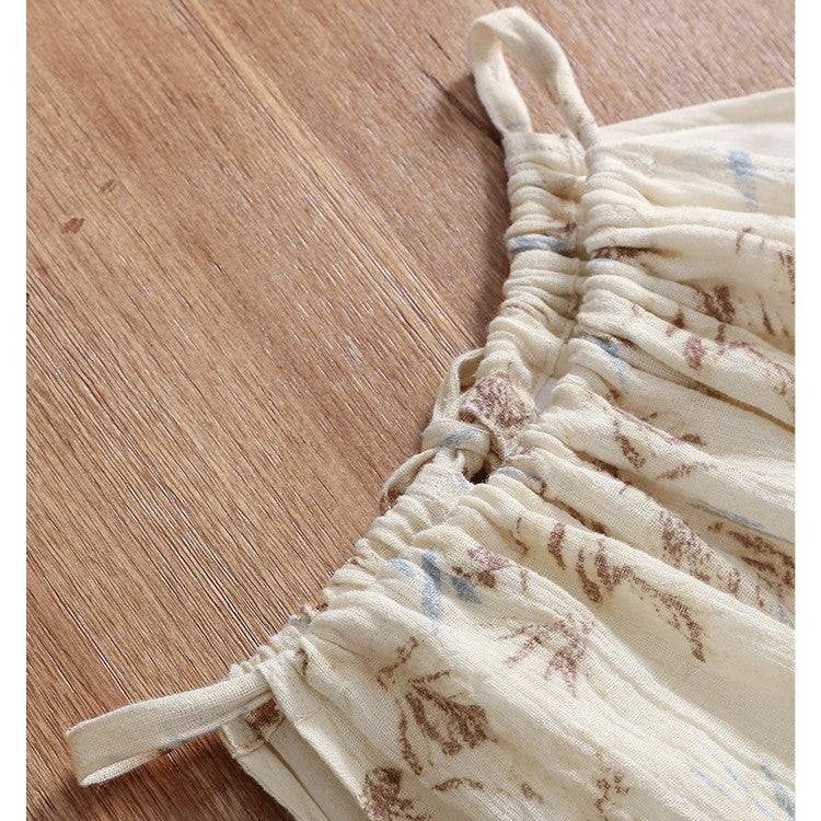 Halter Skirt Niche Vacation Cotton And Linen Lace-up Design