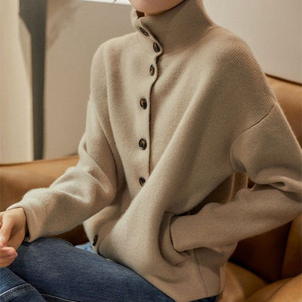 Slouchy Style Loose High-necked Coat With Advanced Feeling