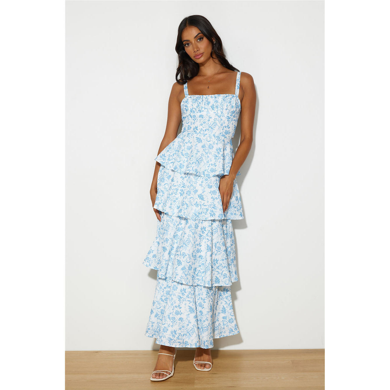 Women's Printed Sling Layered Dress