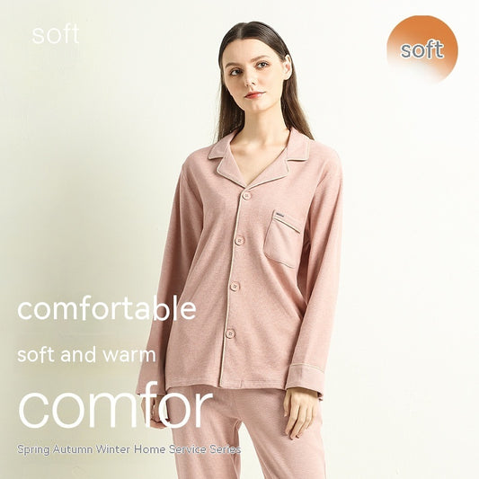 Autumn And Winter Women's Fleece-lined Thickened Pajamas Suit