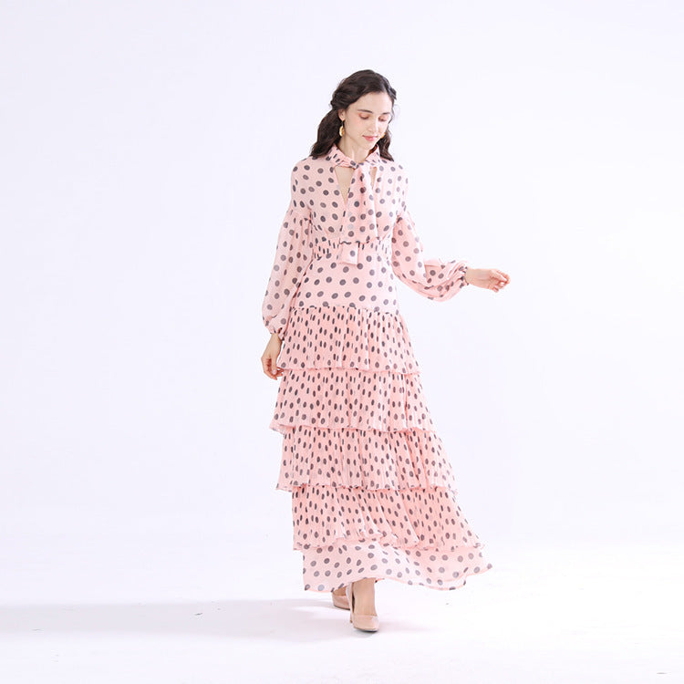 New chiffon dress slim fit polka dot dress for women