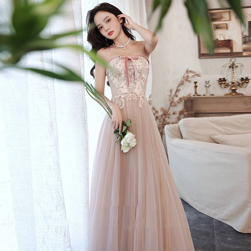 Elegant tubular lace sequin ball gown