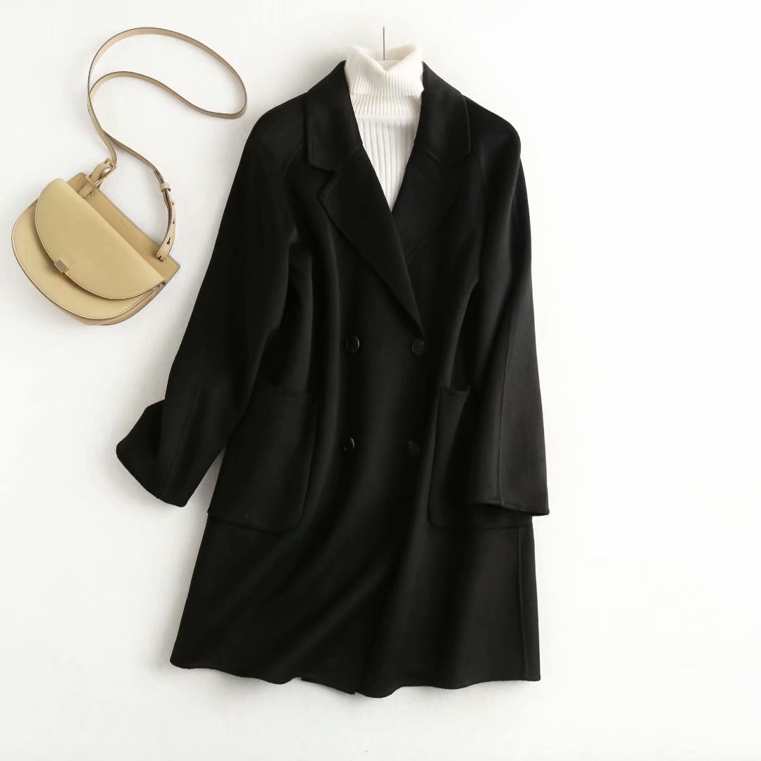 Mid-length double-sided woolen coat