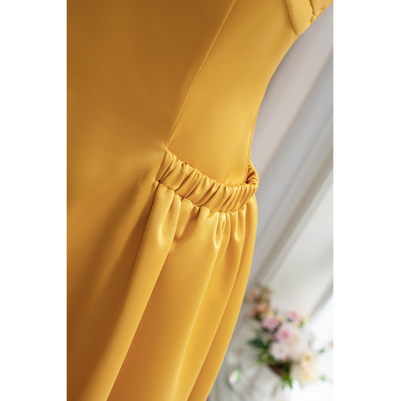 Three-dimensional Drape Design Of Suspender Sweet Long Dress