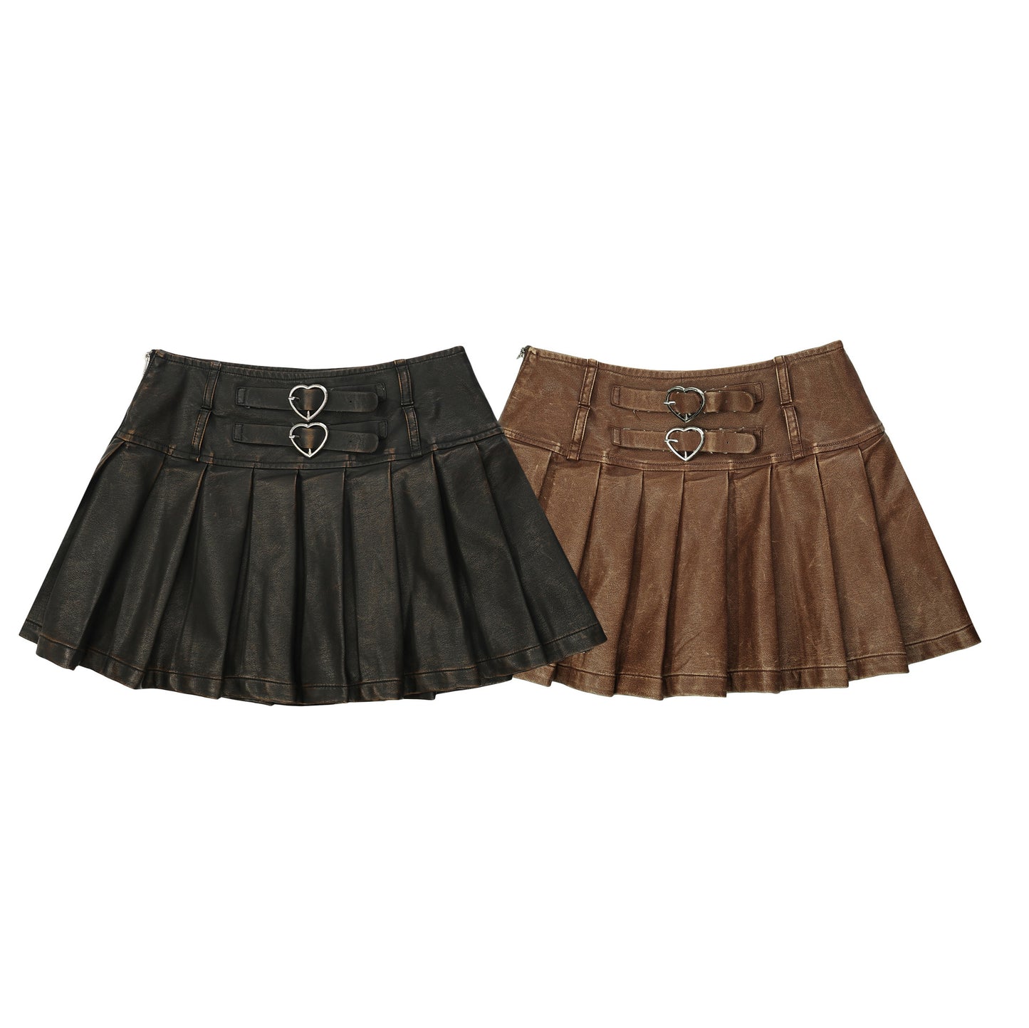 Hot Girl Versatile Pleated PU Leather Skirt