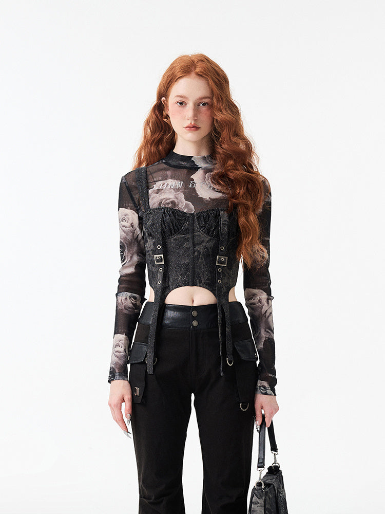 Mesh Bottomed Shirt That Can Be Worn Externally