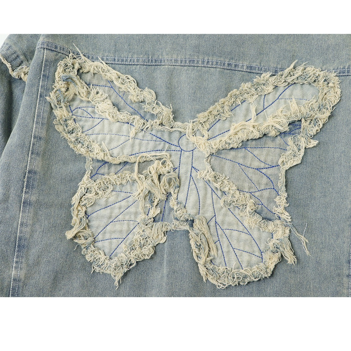 Butterfly patch short denim jacket for women