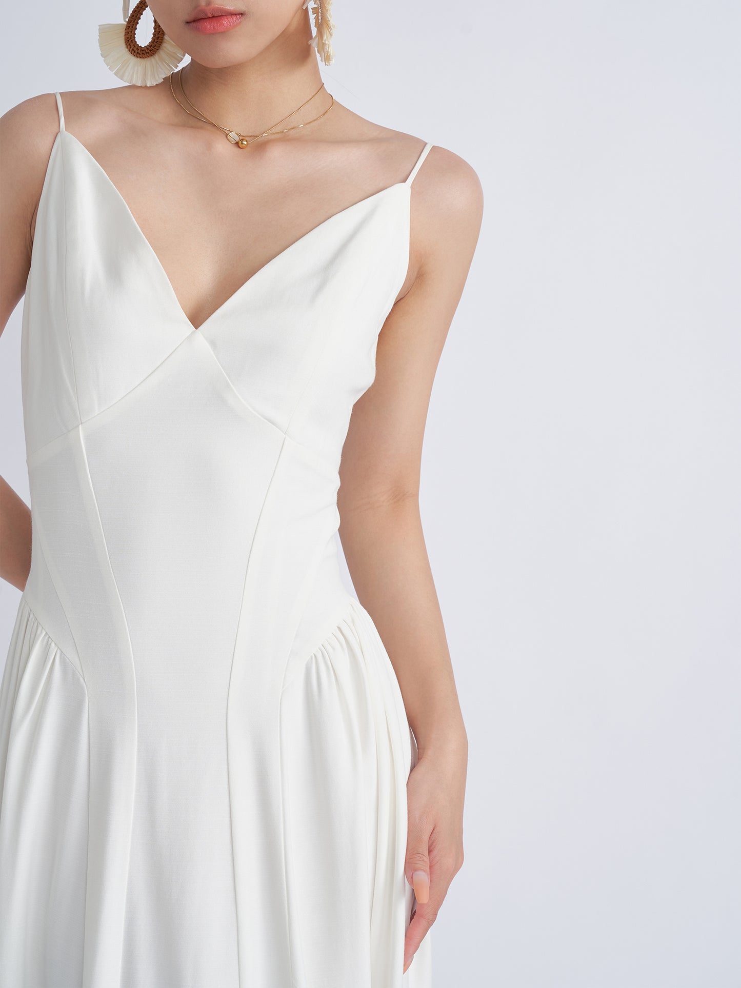 French Strap Dress First Love V-Neck White