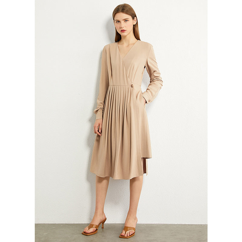 Elegant V-neck Dress With Waist And Slim