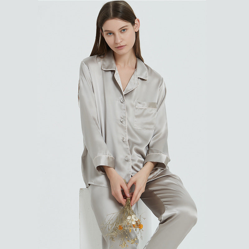 Spring And Autumn 100 Mulberry Silk Couple Silk Pajamas