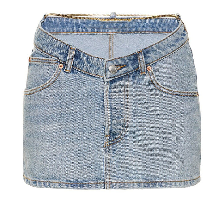 Women's High Waist Loose And Slimming A- Line Denim Skirt