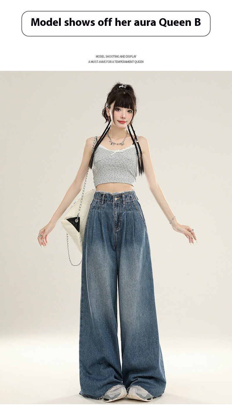 Summer Design Super Wide Slimming Waist Loose Drooping Mop Pants