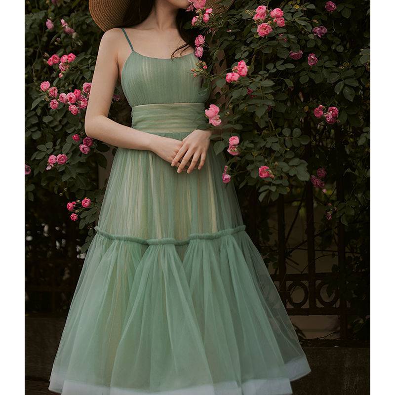 European And American New Women's Suspender Long Bridesmaid Dress