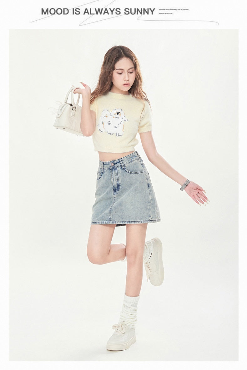 Summer High Waist New Three Breasted Denim Skirt Women