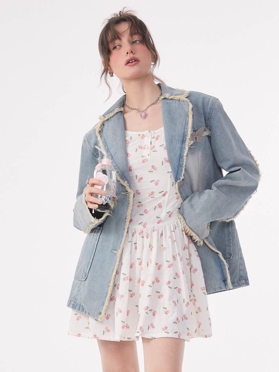 Casual Loose Denim Suit Jacket For Women